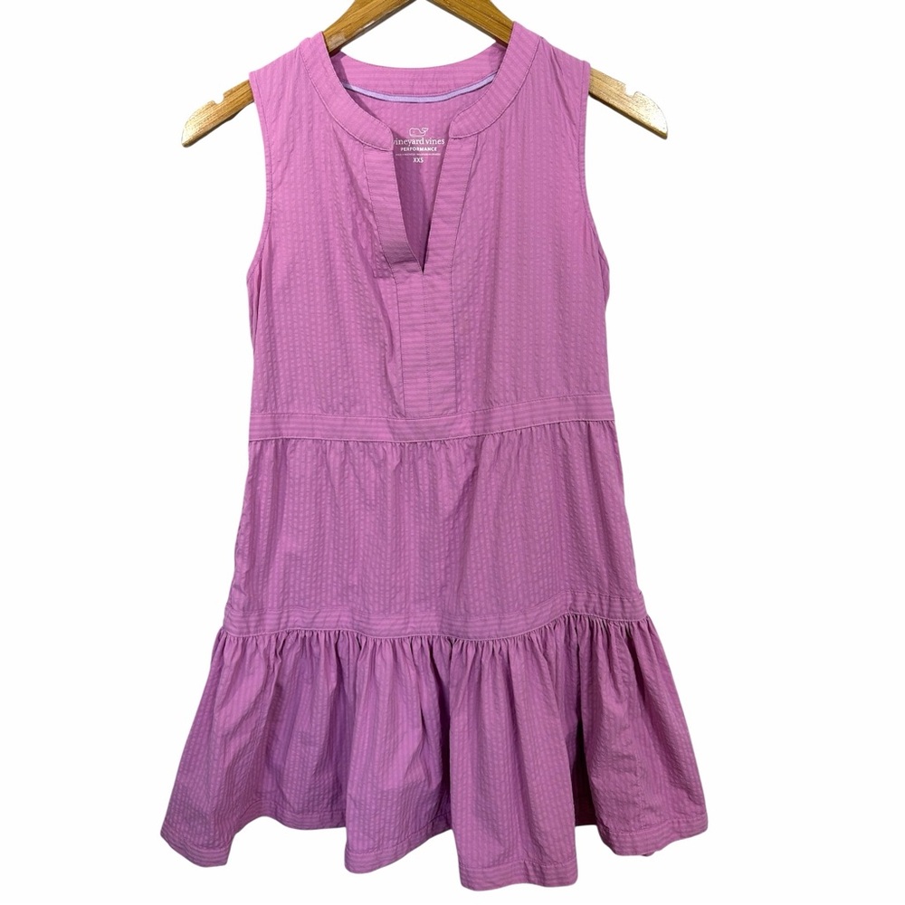 Vineyard Vines Performance Women's Harbor Tiered Dress Size XXS Pink/Purple